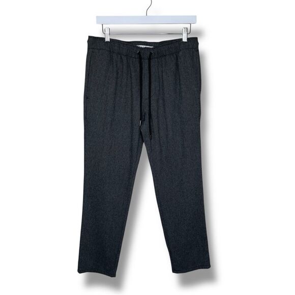 Pacsun Elastic Herringbone Trouser Tie Waist Charcoal Slim Pant Men Size Medium - Picture 1 of 14